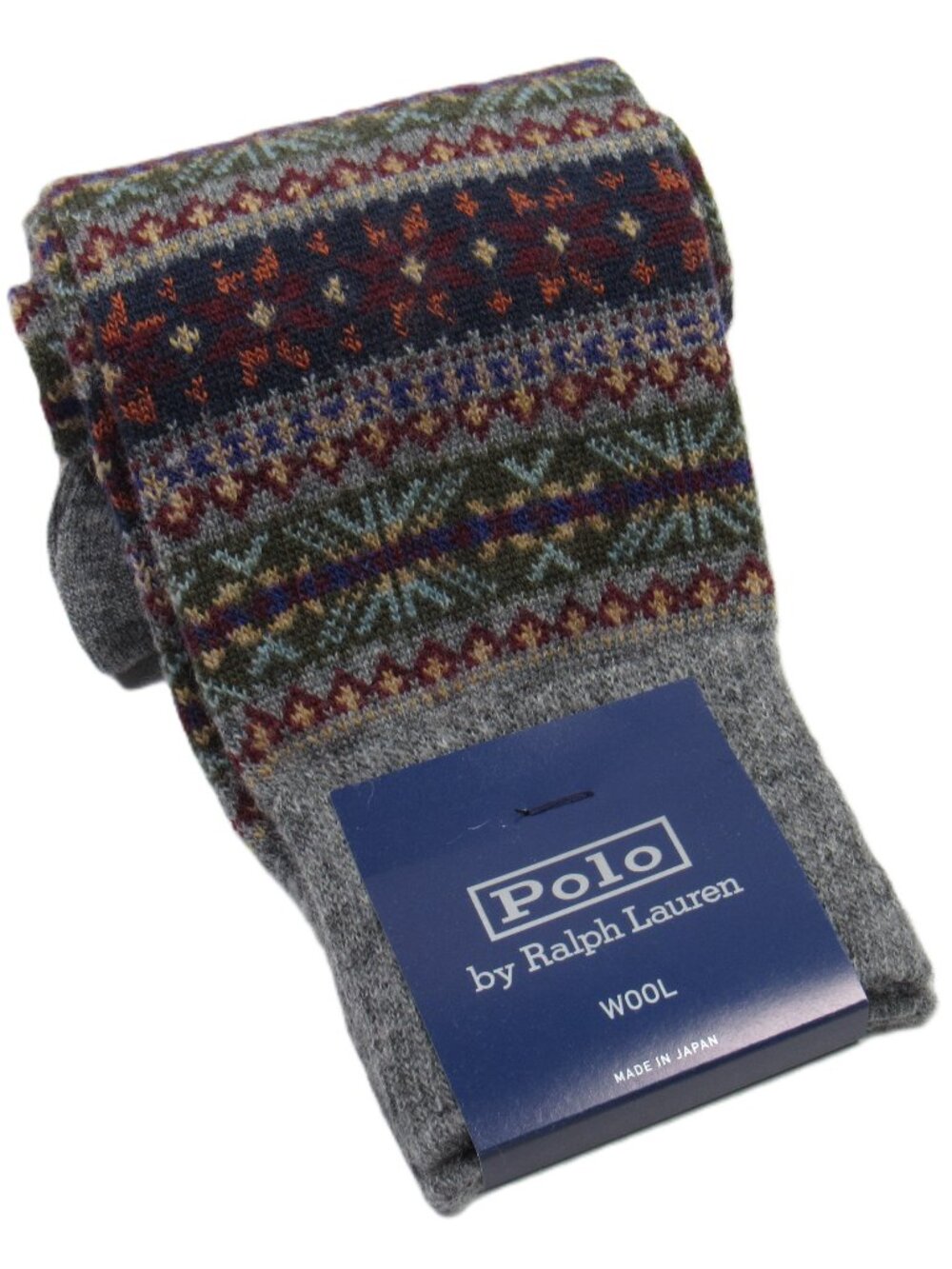 Polo Ralph Lauren Men's Fair Isle Wool Dress Socks Japan Gray Heather 10-13